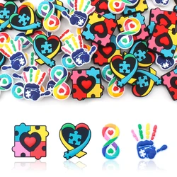 4/8pcs Autism Awareness Silicone Focal Beads Love Ribbon Loose Spacer Beads DIY Keychains Pen Decorations For Jewelry Making
