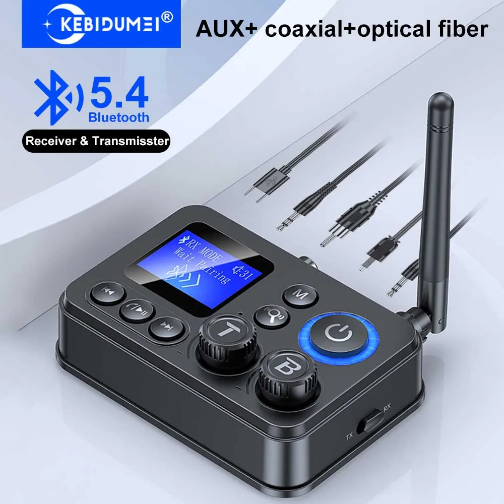 Bluetooth 5.4 Audio Transmitter Receiver 3.5mm AUX RCA Optical Coaxial Stereo Wireless Adapter Converter For Speaker TV PC Car