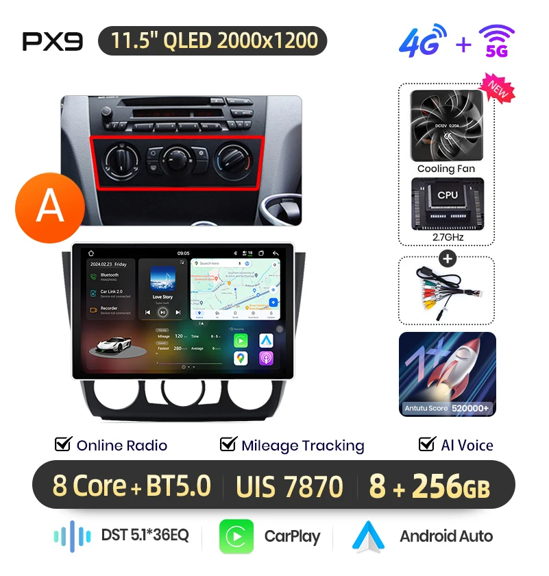 AWESAFE Draadloze CarPlay Android Auto Radio voor BMW 1-serie E87 E81 E82 E88 2004-2011 Plug & Play FM BT RDS DSP GPS Multimedia