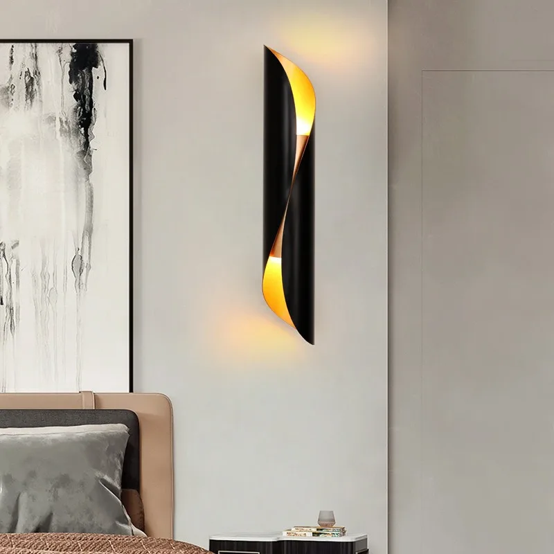 

Nordic Modern Simple Living Room Bedroom Bedside Wall Lamp Creative Personality Corridor Light S Type Wrought Iron Modeling Lamp