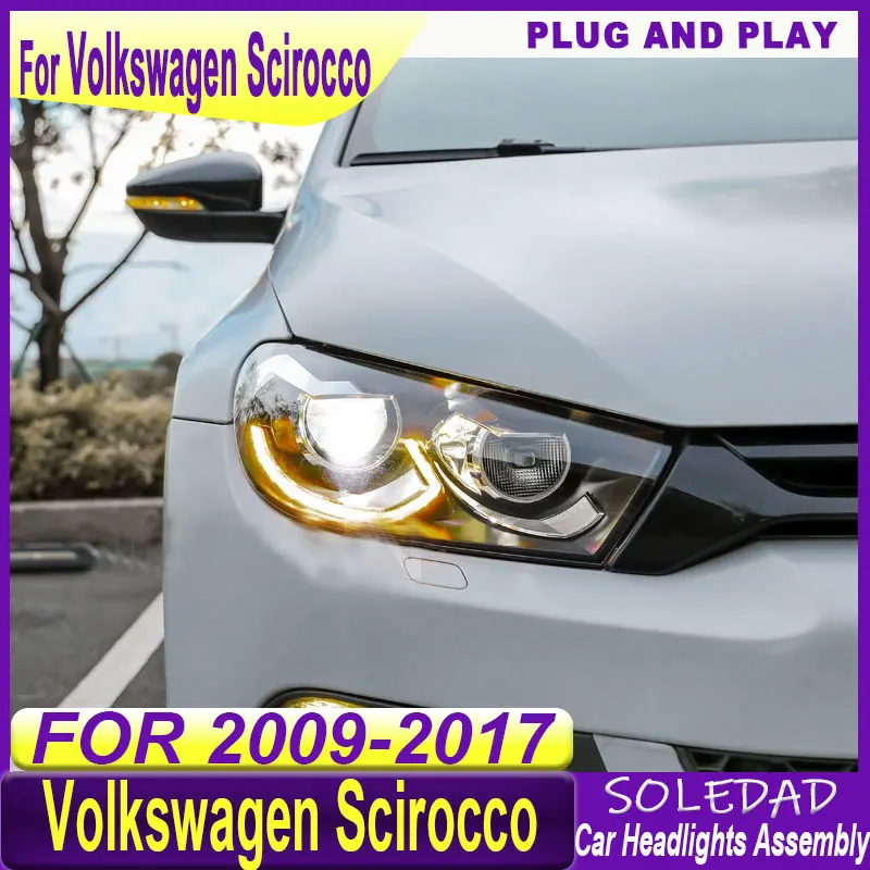 、Car LED Headlights for VW Scirocco 2009-2017 Style Full LED DRL Car Head Lamp Assembly Signal Auto Accessories Modified Lamp