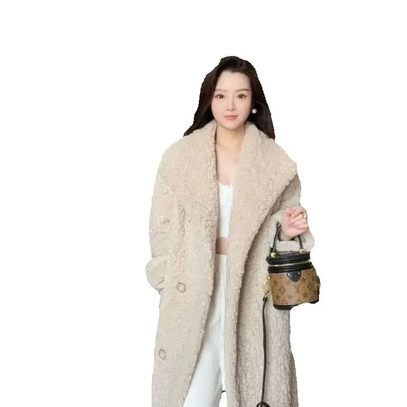 Fur Integrated Mid-Length Imitation Fur Jacket Autumn Winter New High-End Small Fragrance Style Loose Casual Long-Sleeved Top