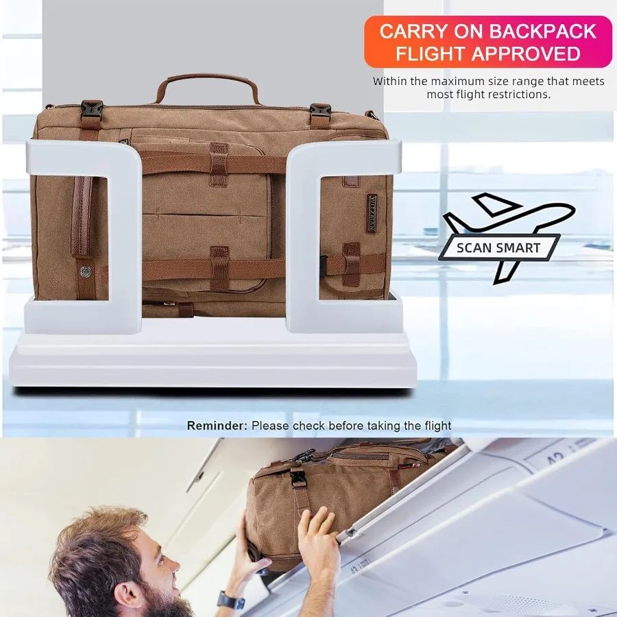 حقيبة ظهر قماشية من WITZMAN حقيبة سفر كلاسيكية حقائب كمبيوتر محمول كبيرة حقيبة كتف قابلة للتحويل A519-1 بني