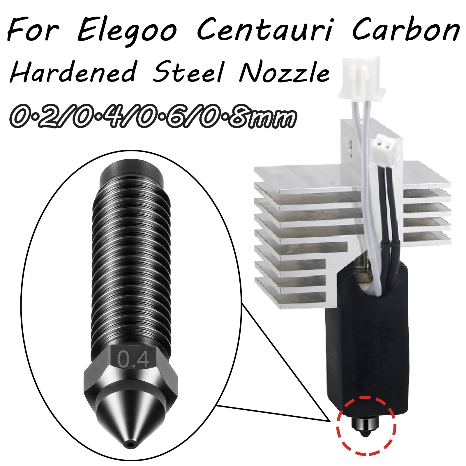 

Hardened Steel Nozzle For Elegoo Centauri 0.4mm High Quality Hotend Nozzles For Centauri Carbon 3D Printer Replacement Parts