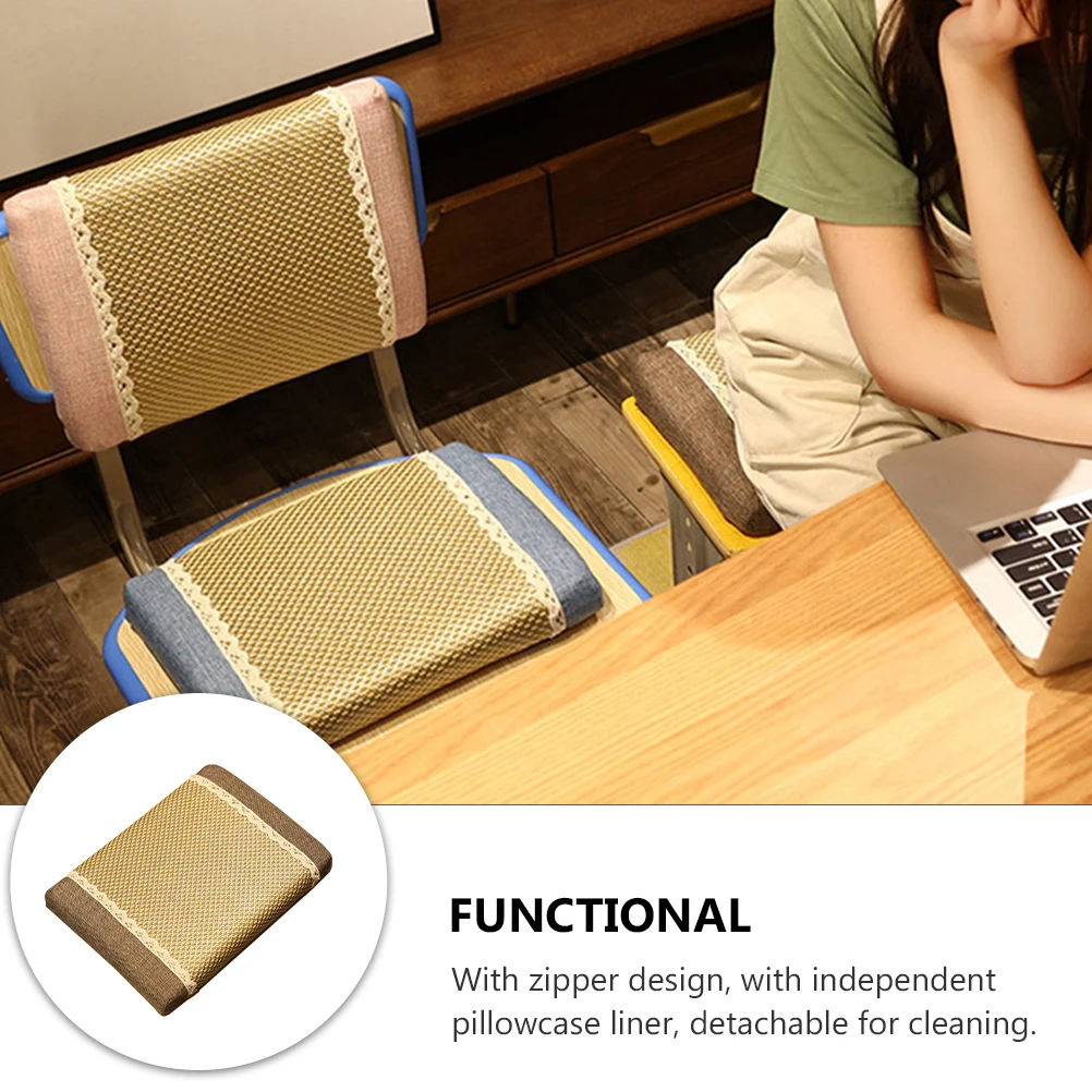 

Cooling Mat Linen Seat Cushion Breathable Chair Pad Summer Cool Cushion Memory Cotton Fill Zipper Design Pillow Case