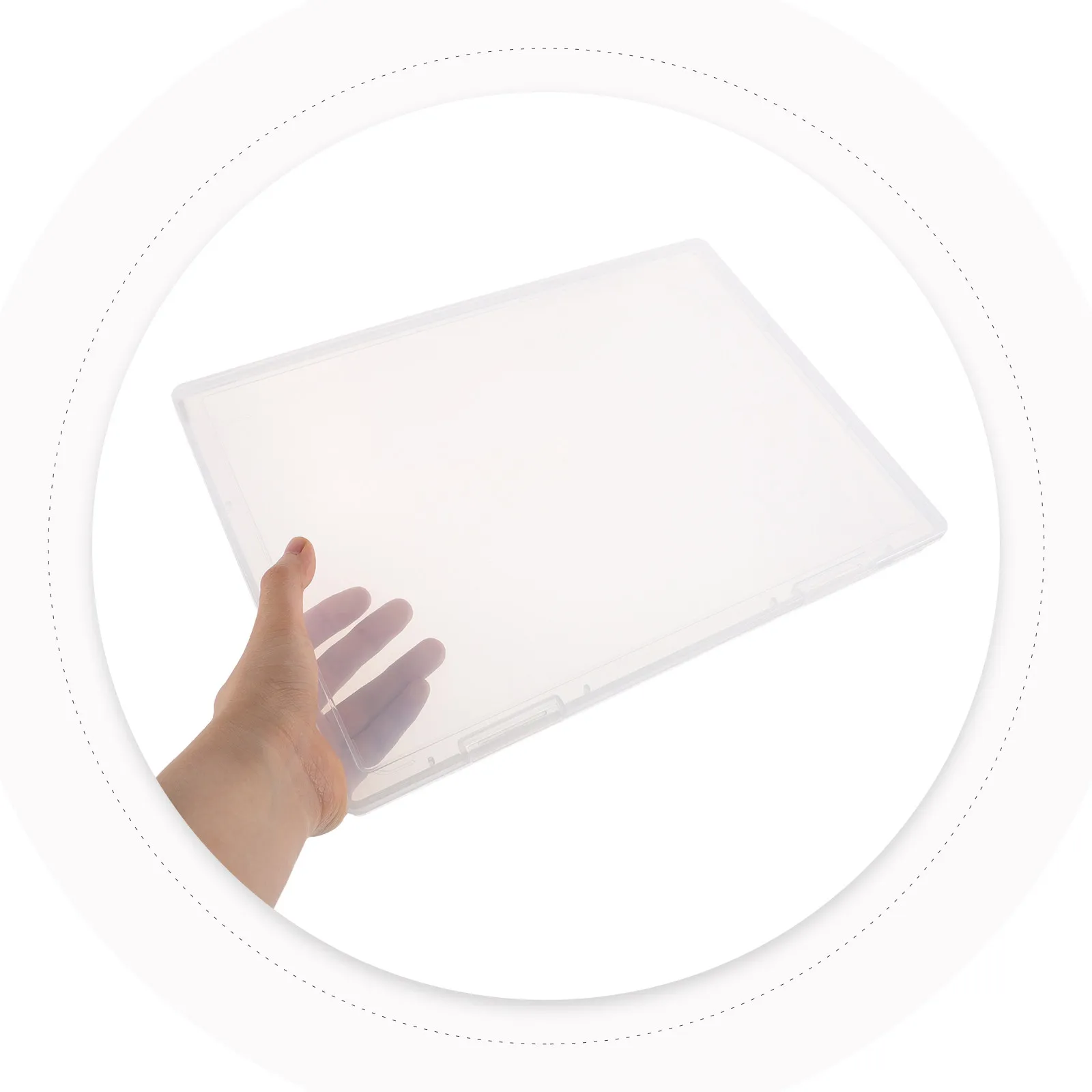 

Rectangular Transparent Plastic Box with Lid for A4 Paper Document Storage Craft Supplies Board Game Organization File