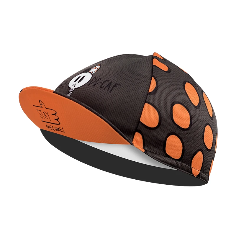 Classic cycling cap, polyester bicycle cap, quick-drying sweat absorption, neutral style orange polka dots