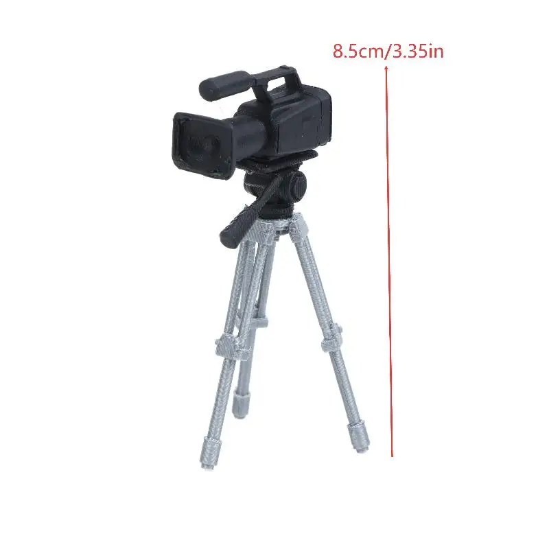 Mini Video Camera Tripod Model 1:12 Scale Dolls House Photography Scene Layout Props Dollhouse Decor Ornament Pretend Play Toys view 6