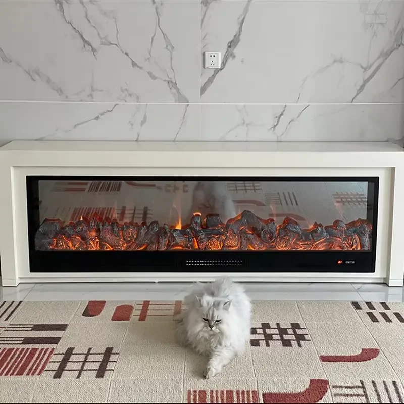 1500W WiFi Electric Fireplace Insert Steel APP Remote LED Display Heater for Home Hotel Car US Plug Smart Heating Unit