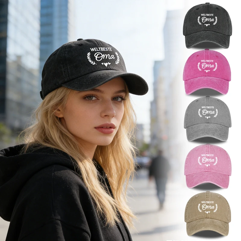 

Бейсболка MLFO «WELTBESTE Oma» с эффектом потертости, мягкая и удобная, в стиле ретро, минималистичный модный тренд, идеальный подарок для бабушки
