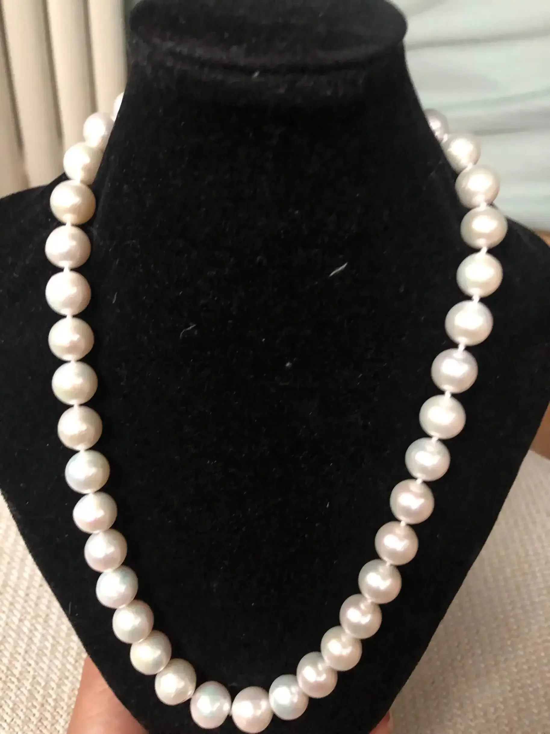 AAA 18 inch 45CM 9~10mm REAL NATURAL South Sea white Pearl Necklace