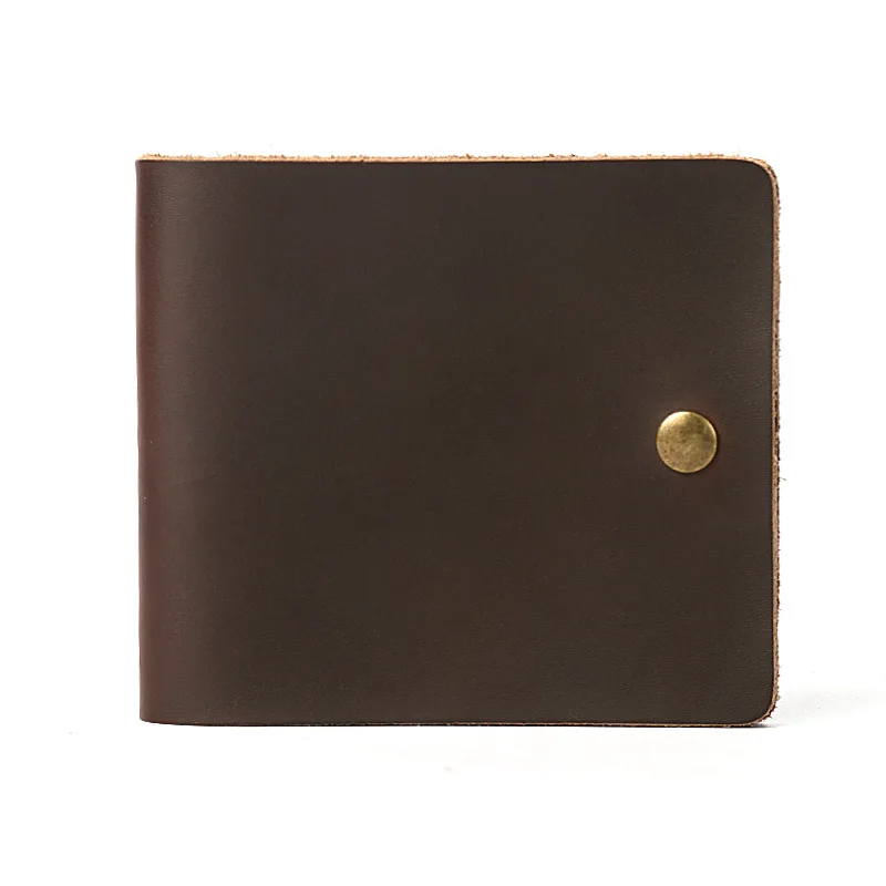 

YH-3096 Men's and Women's Simple Wallet Buckle Leather Wallet Clip Retro Style Horizontal Cowhide Wallet