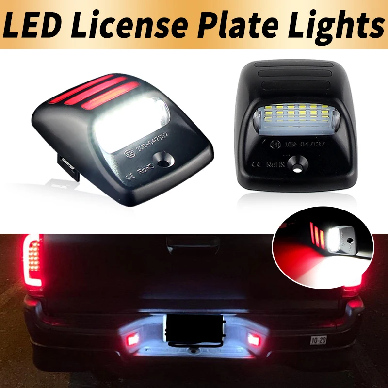 

2PCS Plug and Play Smoked Lens White LED License Plate Lights Canbus For Toyota Tacoma 1995 1996-1998 No Error Car Accessories