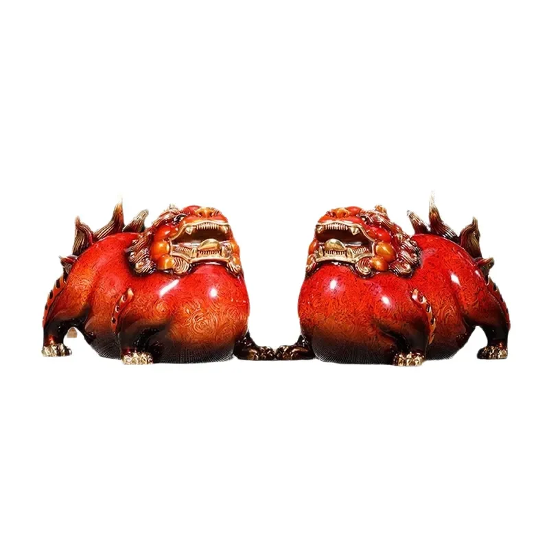 All-copper lacquer Pixiu ornament, a pair of rice-recruiting handicrafts, home furnishing, living room, porch, housewarming,