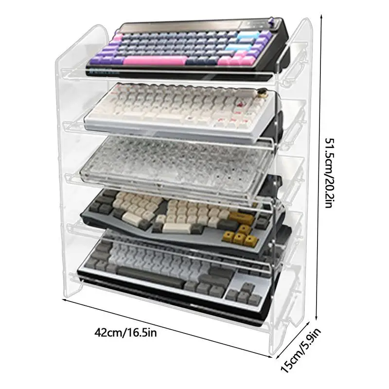 Imagem -06 - Suporte de Teclado Acrílico Transparente Rack Organizador de Mesa Armazenamento para Computador Teclado Mecânico Mesa