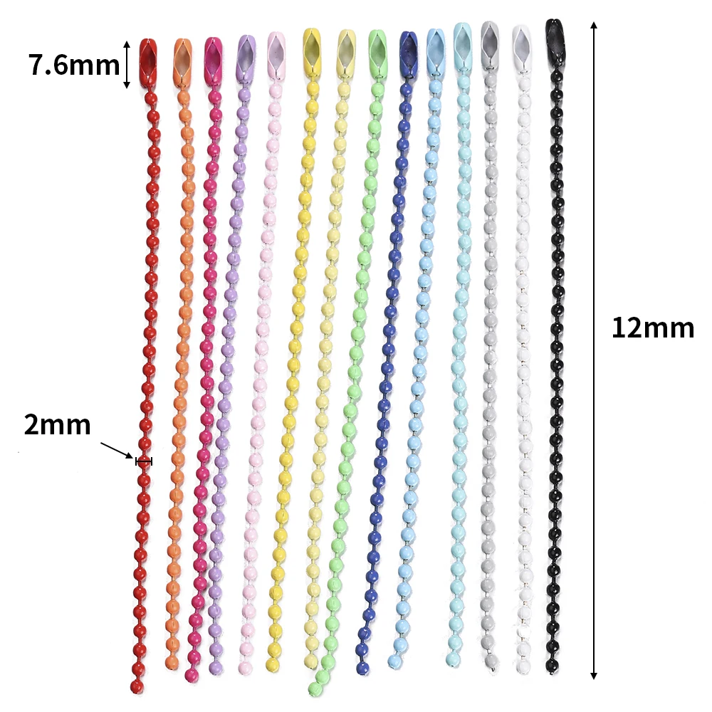 20pcs 12cm Colorful Keychain Ball Bead Chains Fits Key Chain Dolls Label Hand Tag Connectors for DIY Bracelet Jewelry Making