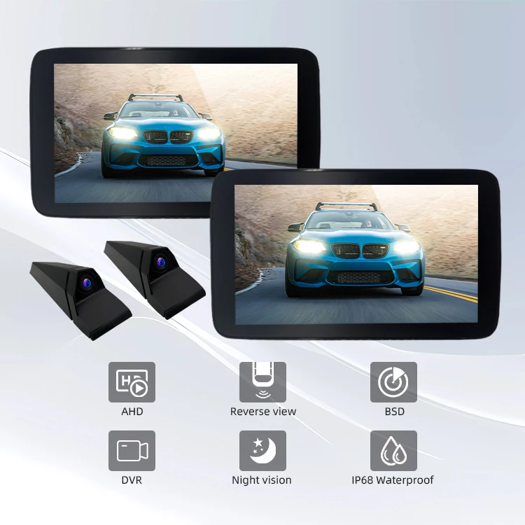 Wemaer Blind Spot Left Right 2 Side Mirror Camera Dual Monitor System Rearview Mirror Car BSD Pedestrian Warning DVR For Car