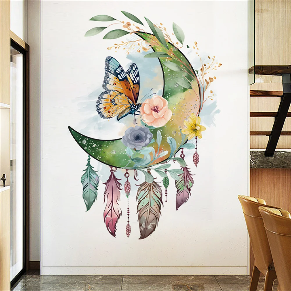 PVC Butterfly Dream Catcher Modern Minimalist Wall Sticker Wall Decal Wallpaper Home Decor For Bedroom Living Room (30x60cm)