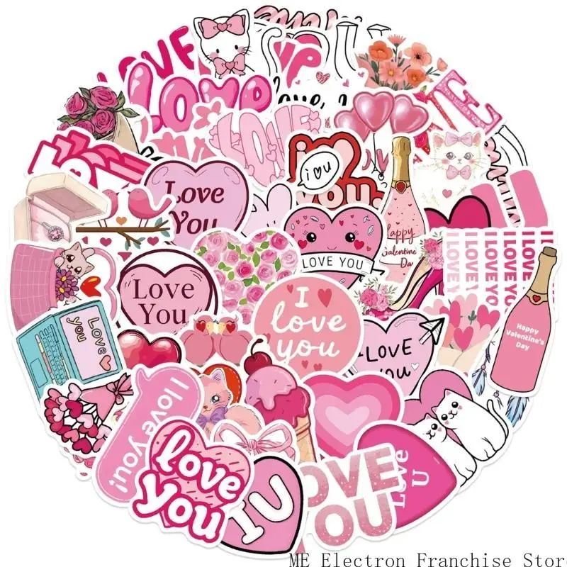 T5EA 50pcs/paquete caricatura Graffiti Sticker Valentines Day Temed Temed Temed Patalging Album Guitar Album Guitar Packaging