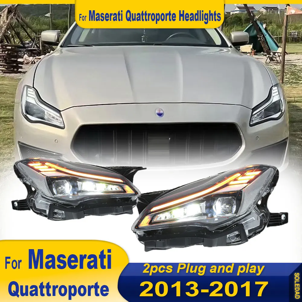 LED Light Headlight Assembly For Maserati Quattroporte 2013 2014 2015 2016 2017 2018 2019 2020 2021 Upgrade Full LED Front Lamps