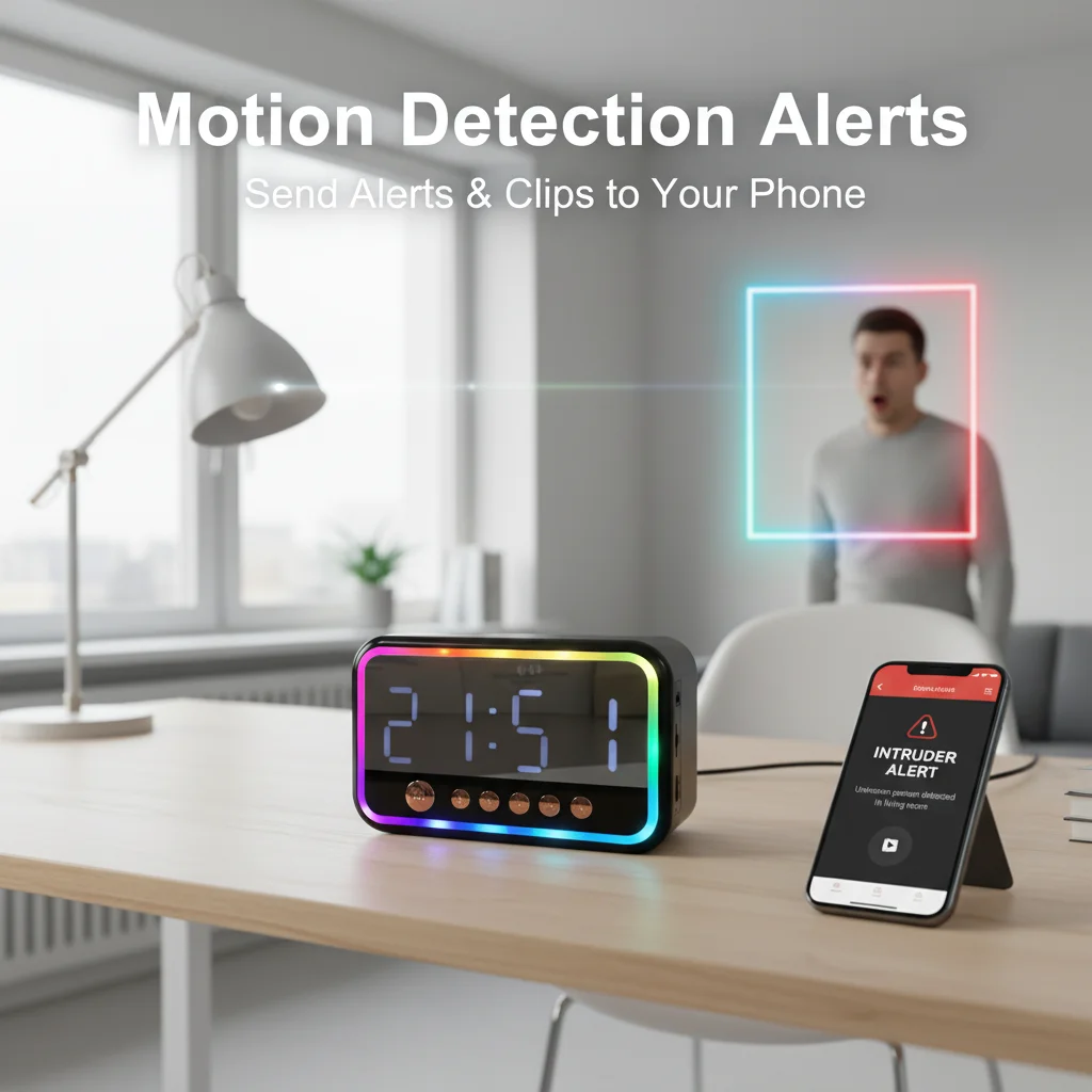 Hidden Camera Clock - กล้องวงจรปิด WiFi พร้อมนาฬิกาปลุก, กล้องรักษาความปลอดภัยอเนกประสงค์ 4K UHD: