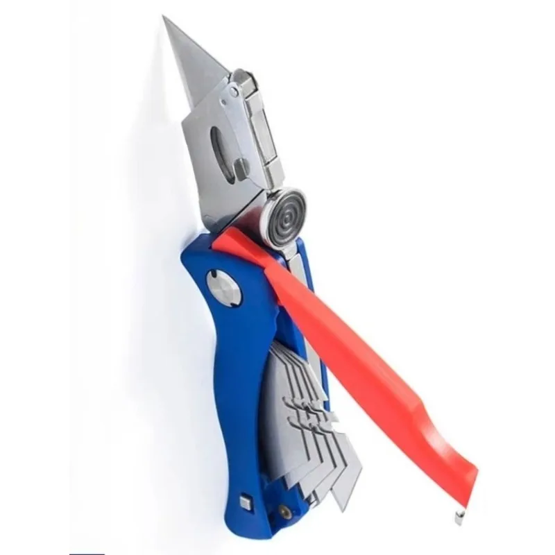 Folding Utility Knife Box Cutter 5-Position Blades Blade Storage 6Pcs Blades Wire Stripping Box Knife for Cartons Tool