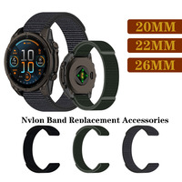 20/22/26mm Nylon Loop Quick Fit Band Strap for Garmin Fenix 8 7 6 5 7X 6X GPS Pro Fenix 5 plus / instinct 2 2s/ 935 945 955 965