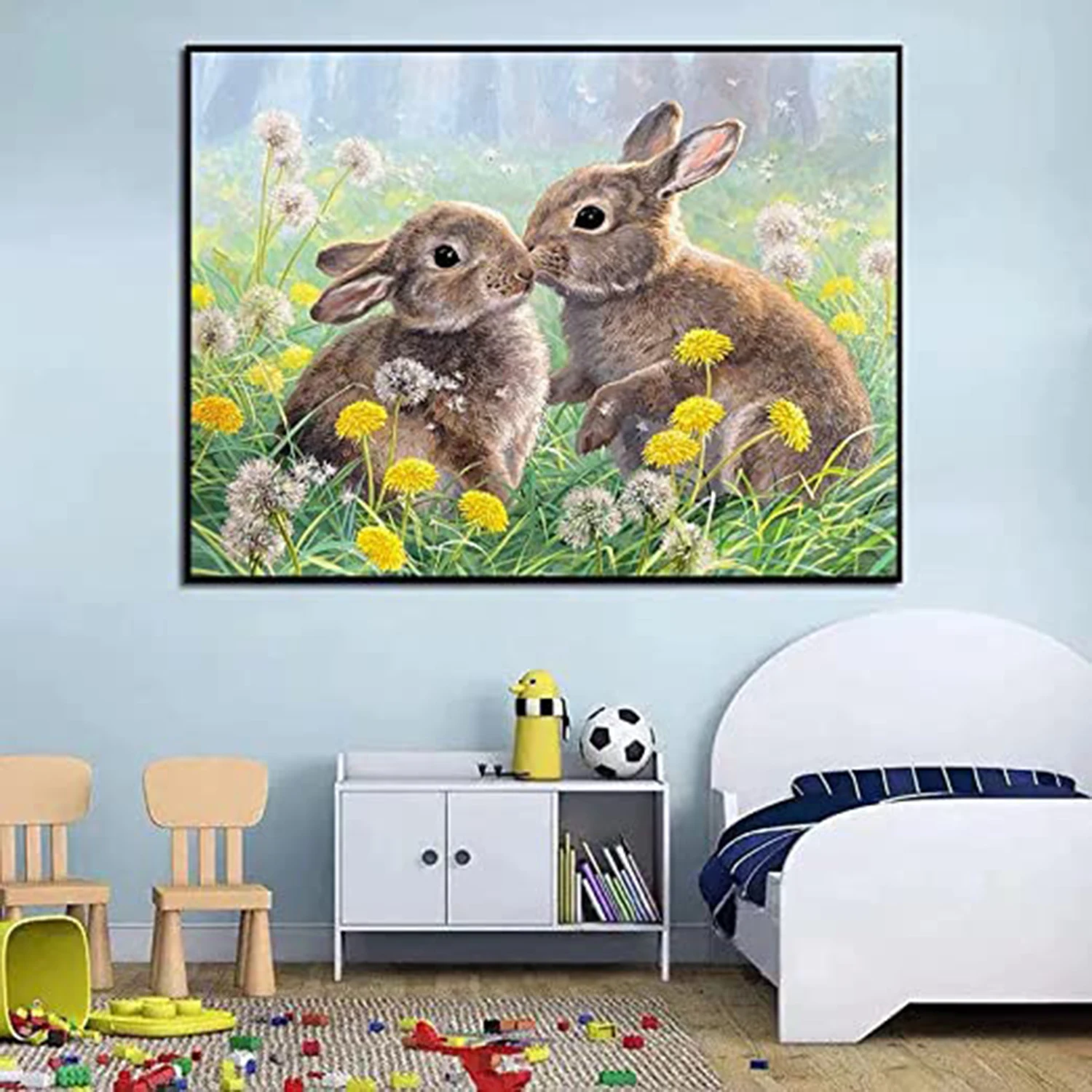 LZAIQIZG 5D Diamond Painting Dandelion Rabbit Square/Round Diamond Cross Stitch Kit Embroidery Picture  Home Decoration