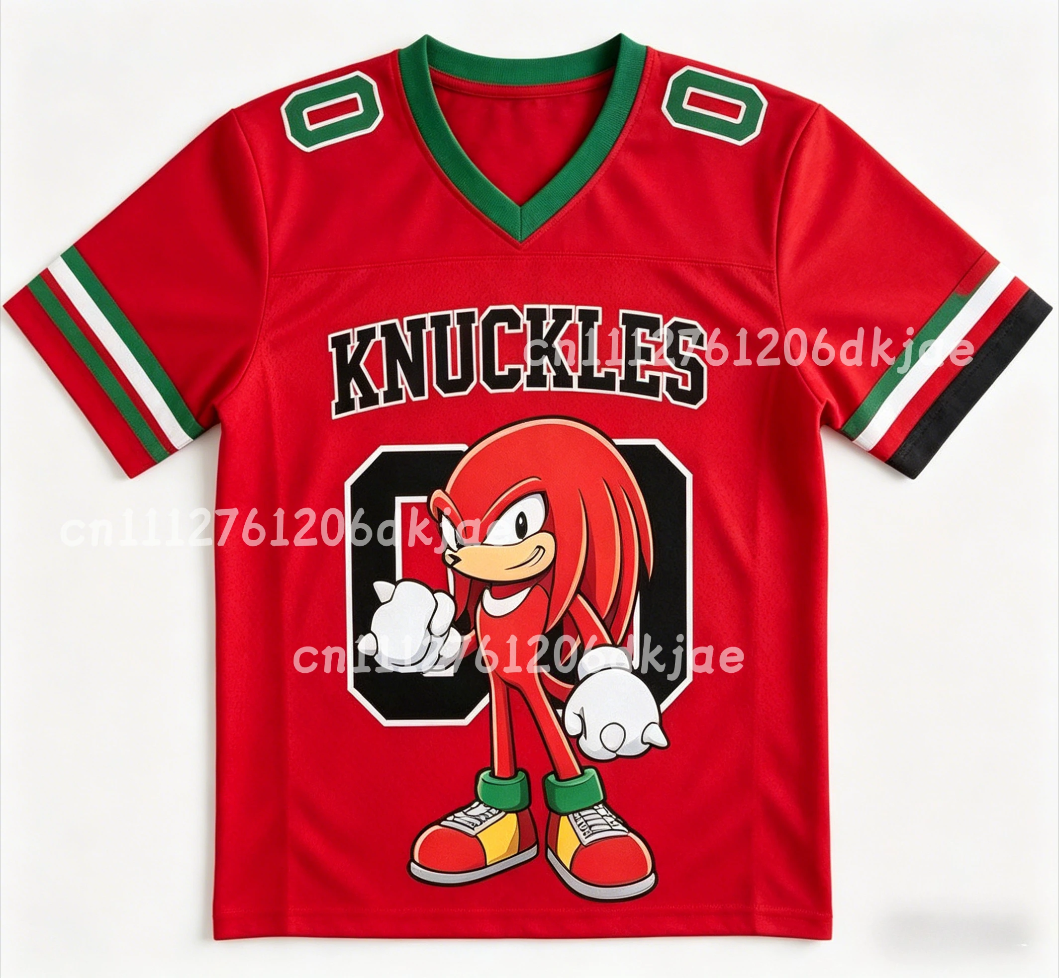 2026 Neuestes Kinder/Erwachsenen Personalisiertes Sonic Fußballtrikot Sommer V-Ausschnitt Sport T-Shirt Sonic Cosplay Kleidung Fußball T-Shirt – Detail 7