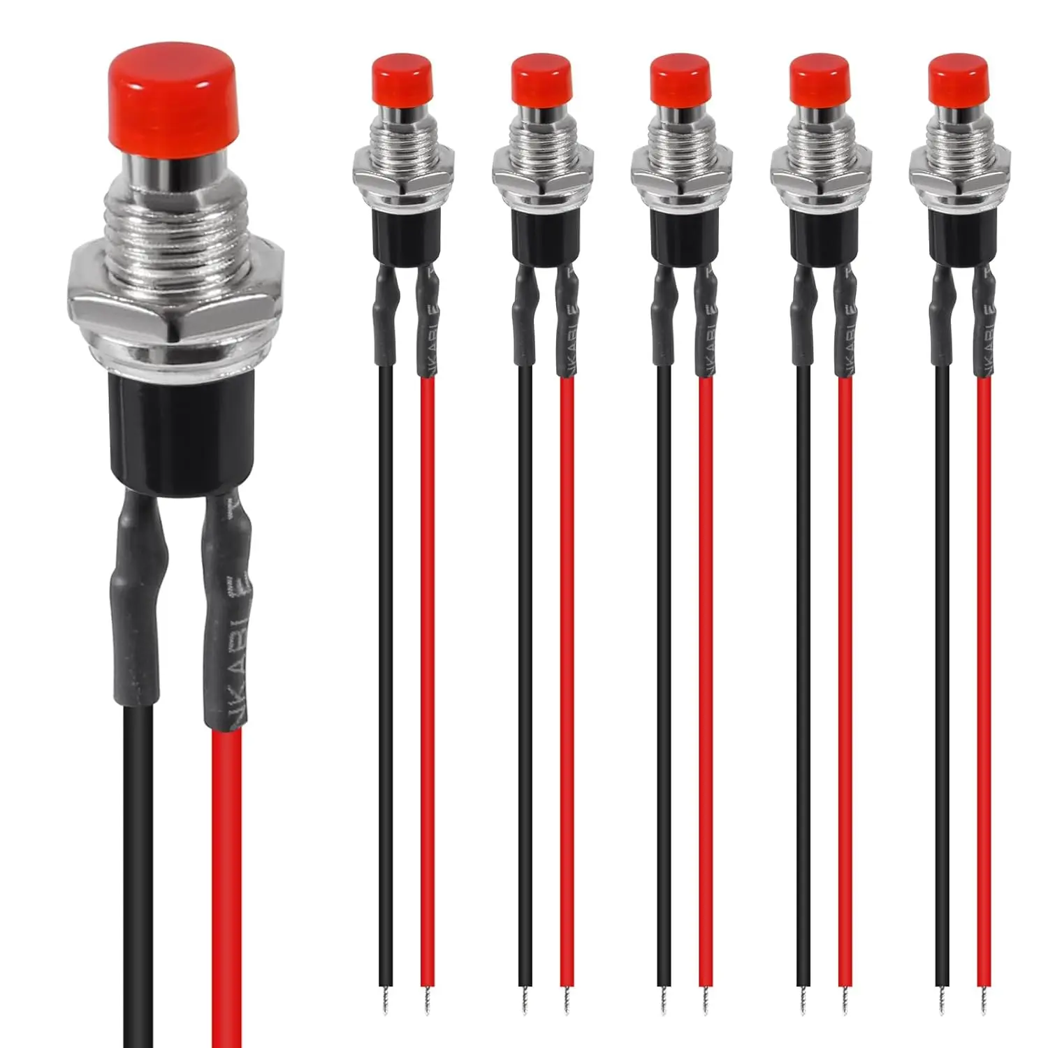 6Pcs 7mm Momentary Mini Push Button Switch SPST NO Normally Open 2 Pin Round Button Contact Switch 1A 250V AC for Model Railway