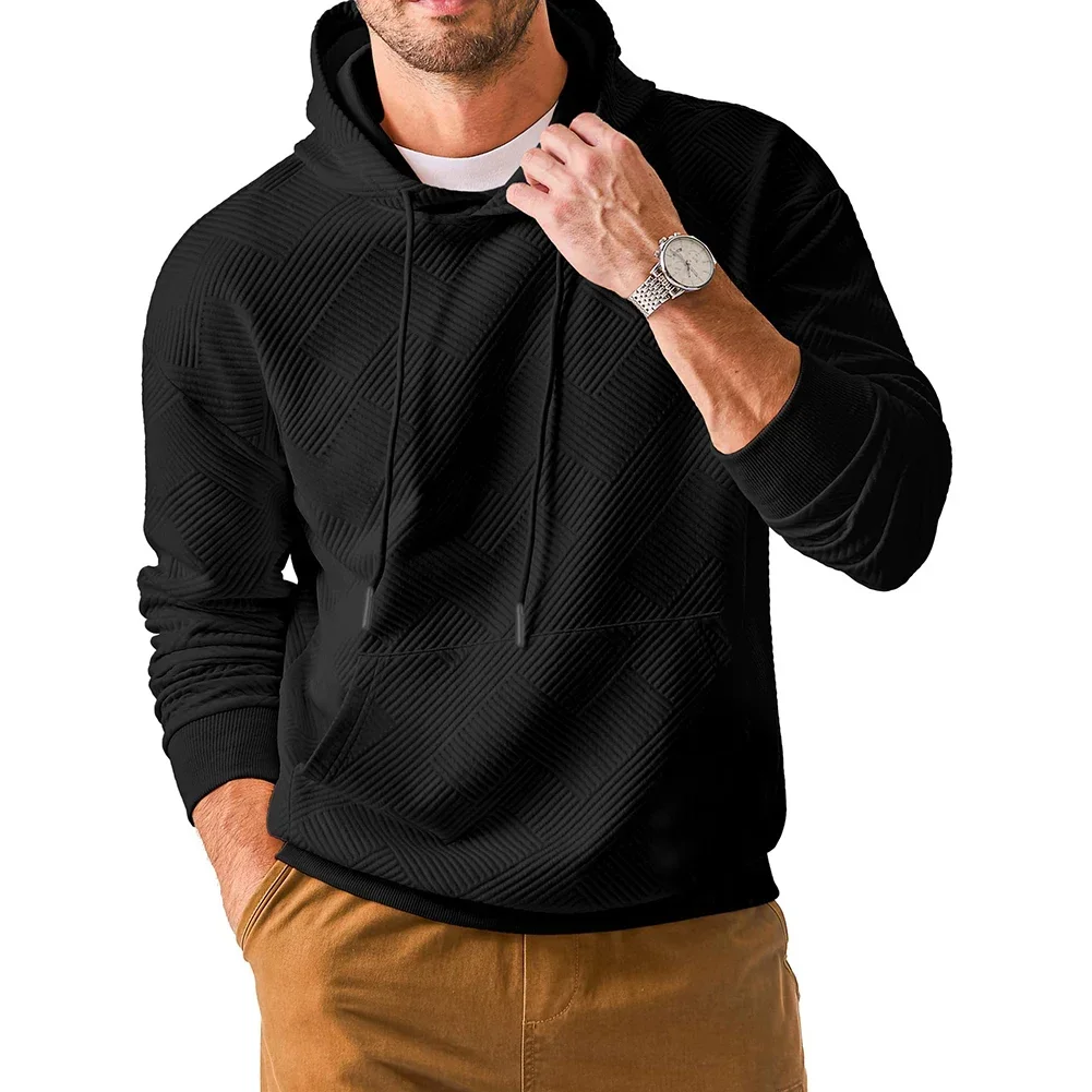 Texture Solid Hoodie L M Casual Long Sleeve Hooded Neckline Casual Style Attire Long Sleeve Design Perfect For Vacation