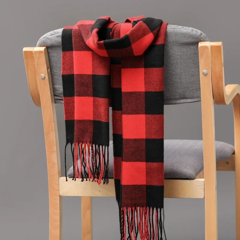

2023 New Cashmere Plaid Scarf Soft Solid Women Winter Shawl New Wrap Bandana Pashmina Tassel Thicken Warm Neckerchief