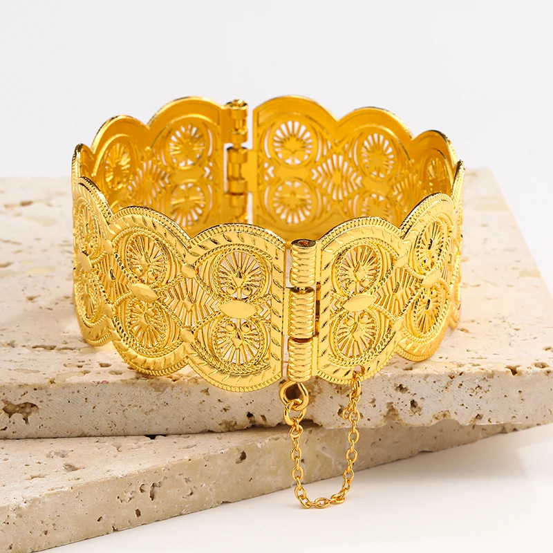 LUIZADA Wedding Bridal Gold Plated Bangles WomenOpen Cuff Bracelets Royal Coin Moroccan JewelryBangles Arabic Luxury Jewelry