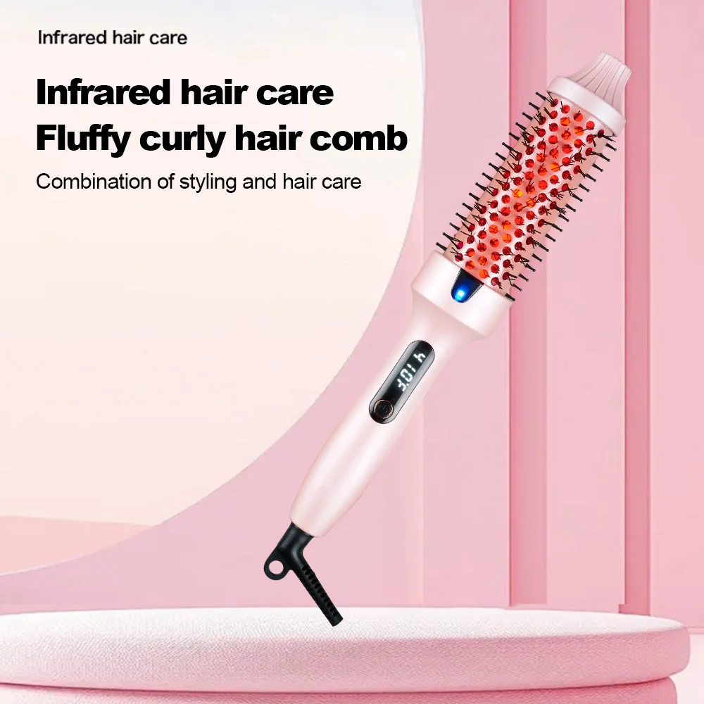 Fluffy Styling Comb 30-Second Fast Heating Hair Curler Adjustable Temperature Settings and LCD Screen Curling Iron