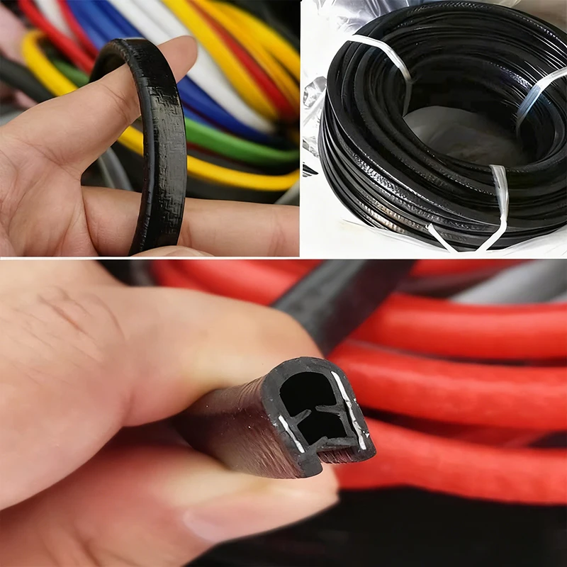 Picture 7: 1M Black U-Shaped Skeleton Sealing Strip Rubber Sealing Strip Car Door Protector Edge Anti Scratch Strip H: 8~19mm W:7~18mm