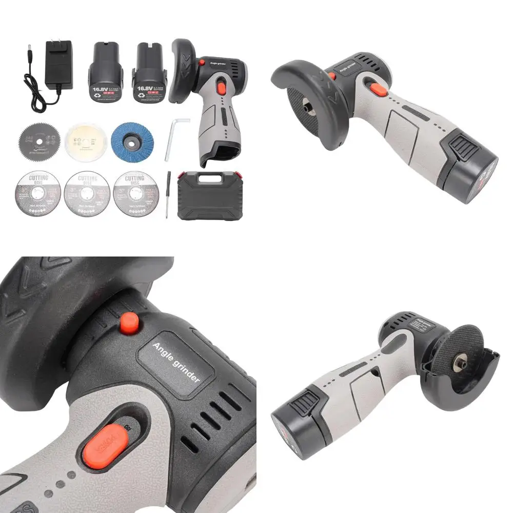 

Cordless Brushless Angle Grinder with 2x 1500mAh Batteries for Polishing and Sanding (US Plug)