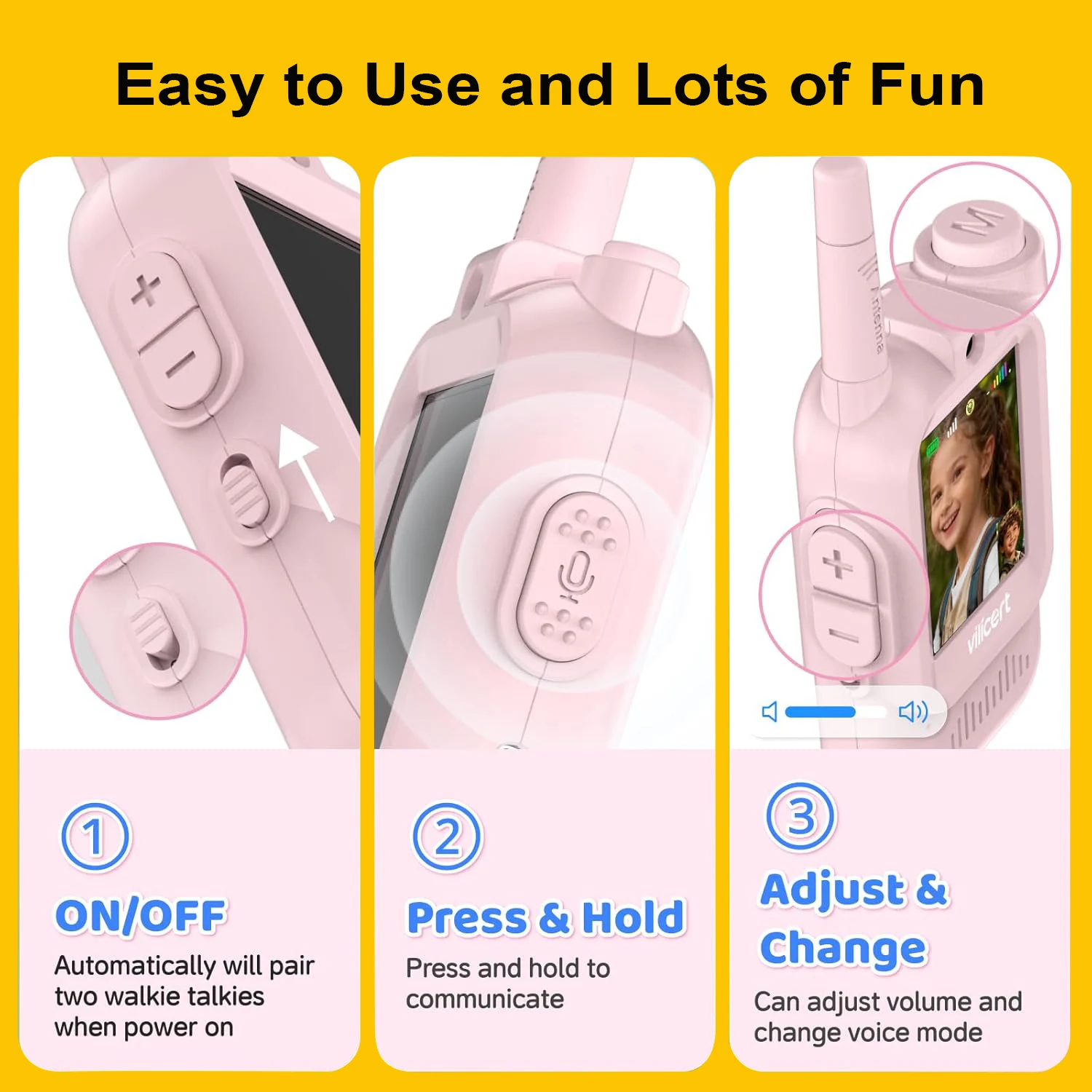 2pcs Kids Video Walkie Talkie Rechargeable Indoor Outdoor Toys One-Click Call Essential for Camping & Hiking Adventures Gift
