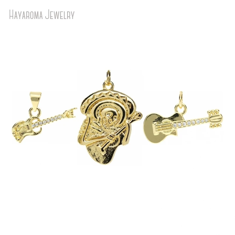 

10Pcs Gold Color Metal Musical Guitar Wholesale Pendant Jewelry Copper Charms PM54017