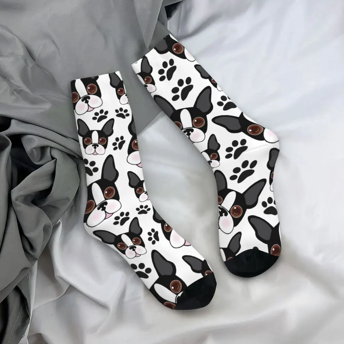 Calcetines de tubo medio para hombre y mujer, medias transpirables, todos los americanos, Boston Terrier, cachorro, perro, Primavera, Otoño e Invierno