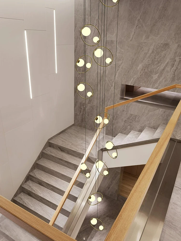 2024 moderna scala a chiocciola lampadario Lustre soggiorno duplex villa soffitta consegna gratuita decorazione della casa ristorante luci a LED