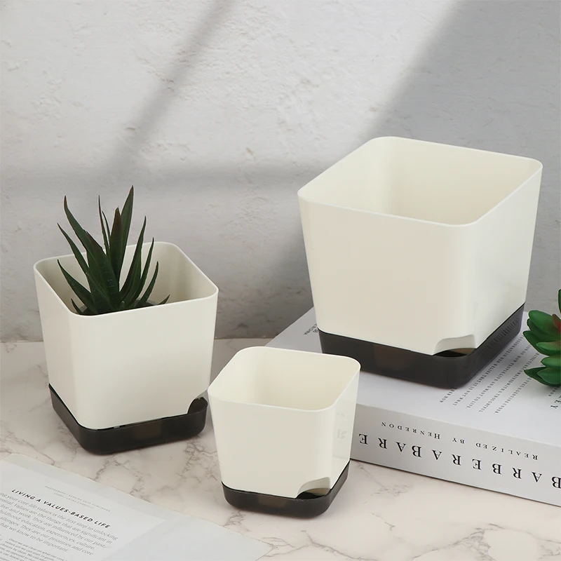 5Pcs Plastic Plant Pots Indoor Succulents Plant Pots Self Watering Flower Pots Self Watering Planters With Drainage Hole