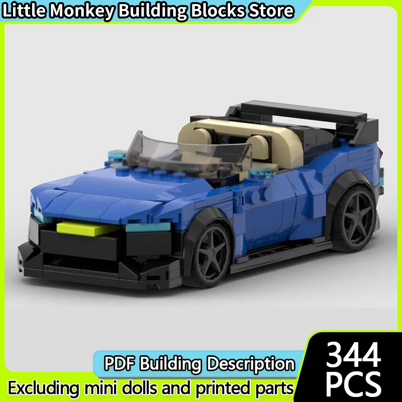 Speed Racing Car Model MOC Building Bricks Mustang Blue Convertible Car Modular Technology Children Holiday Gifts Assemble Toys