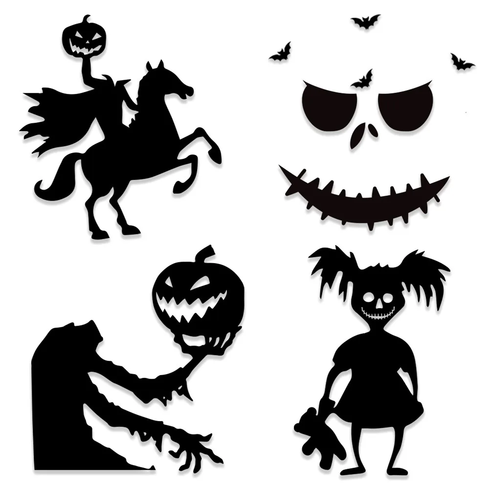 Zwarte Halloween Decoratie Skelet Hand Pompoen Deur Sticker Ghost Festival Feest Decor Litteken Muursticker Happy Halloween