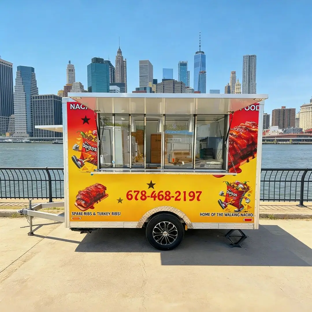 Commercial Food Vending Cart Trailer Mobile Kitchen for Selling Ribs Nachos Fast Food