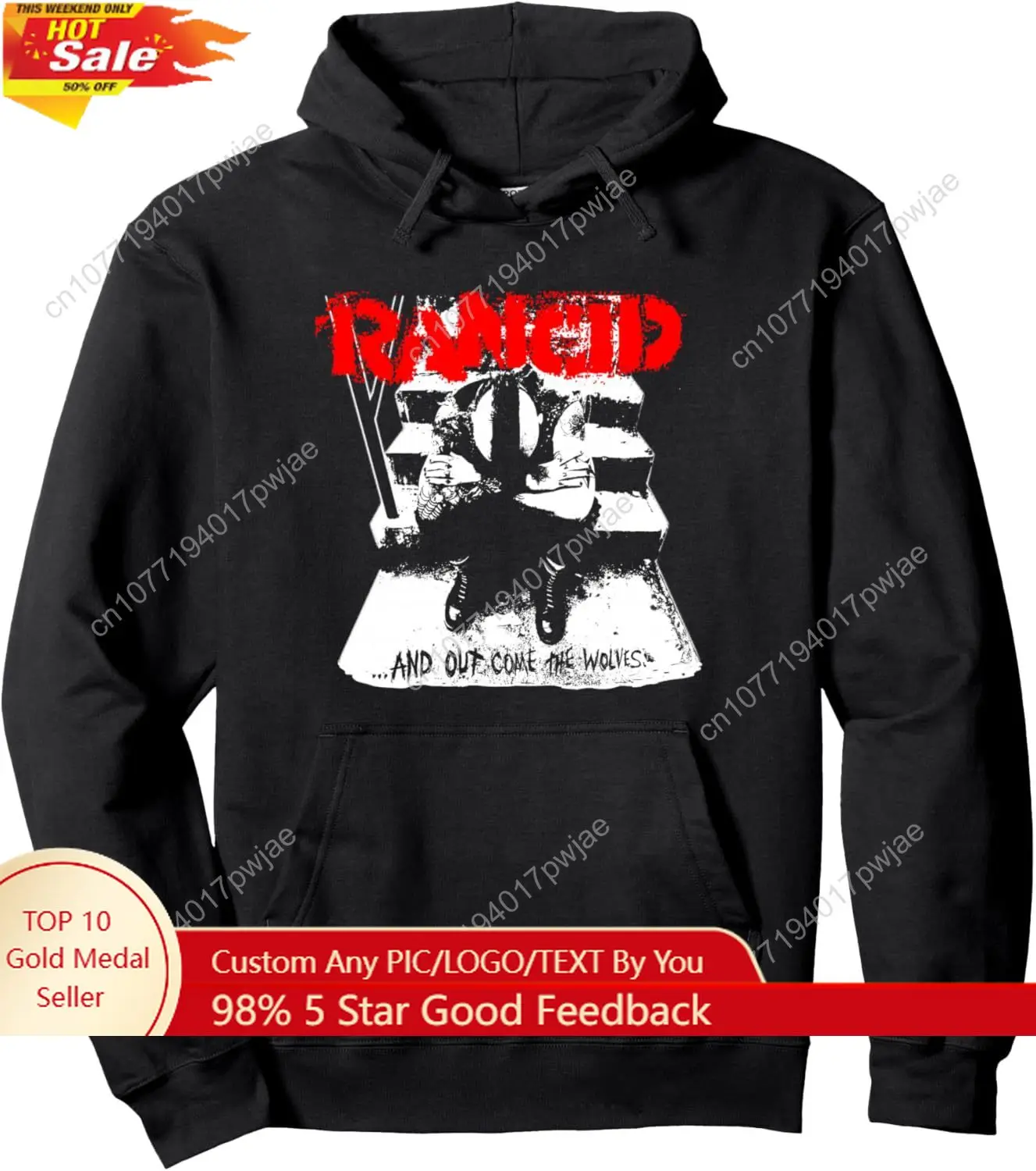 

Rancid — Официальные товары — Пуловер с капюшоном And Out Come The Wolves