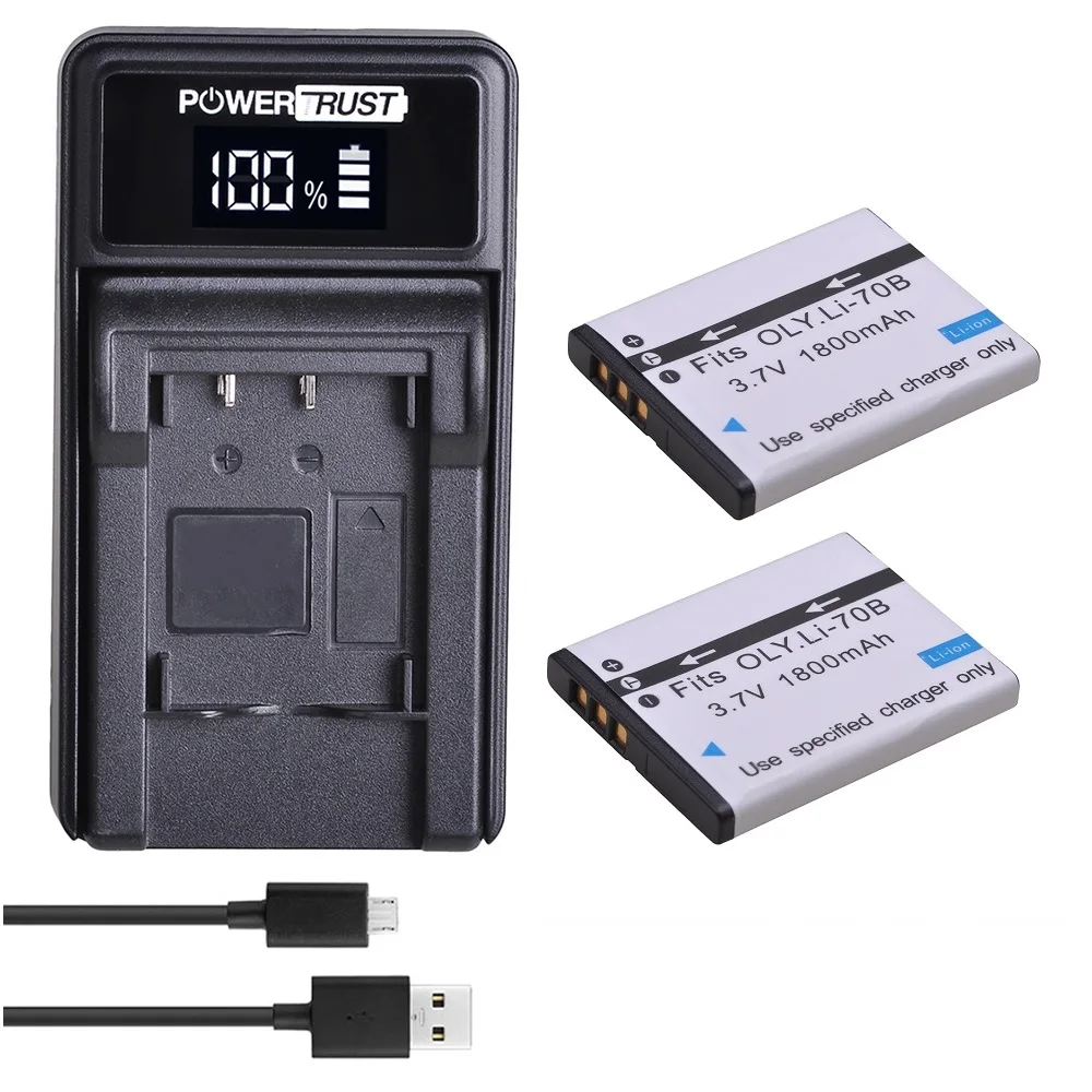 

Li-70B Li 70B Battery and LED USB Charger for Olympus VG110 VG120 VG-140 VG-160 X-940 D-715 FE-4020 FE-4040 FE5040 VR-130 D-705