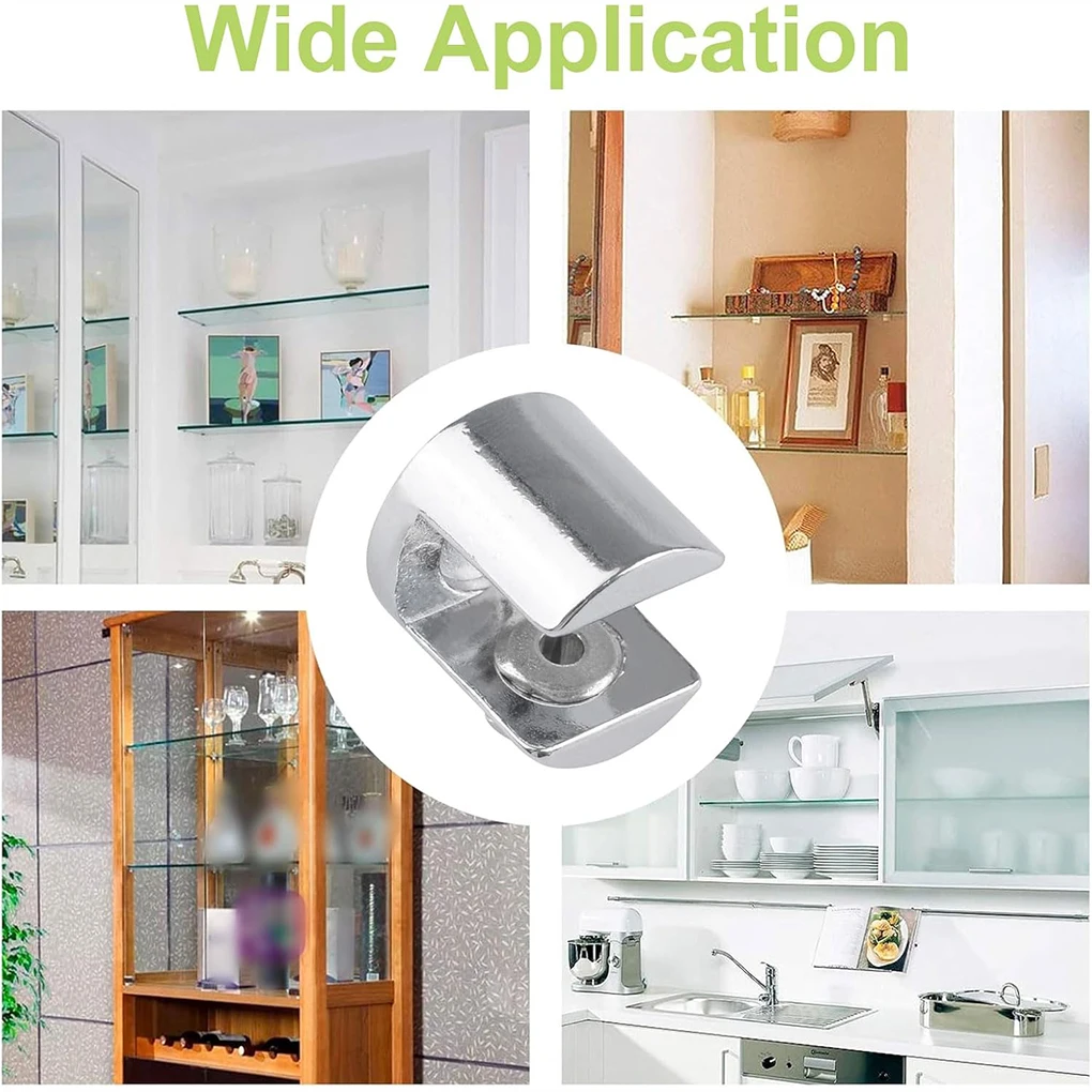 32Pcs Glass Shelf Support Clips Adjustable Bracket Set For 5-8mm Thick Glass Shelves 32Pcs Wall