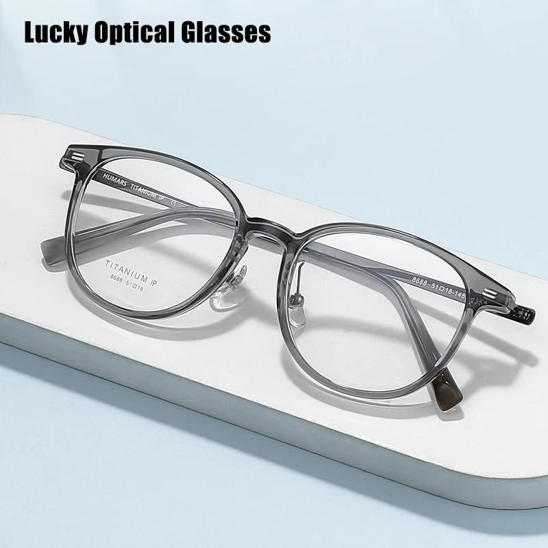 

Lucky New Fashion Retro Round Eyewear Ultra Light Pure Titanium TR90 Spectacle Optical Prescription Glasses Frames Man Women