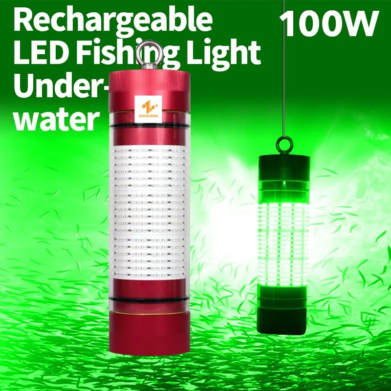 

Battery Inside 100W 200W Underwater fishing light White Green Squid fishing led light