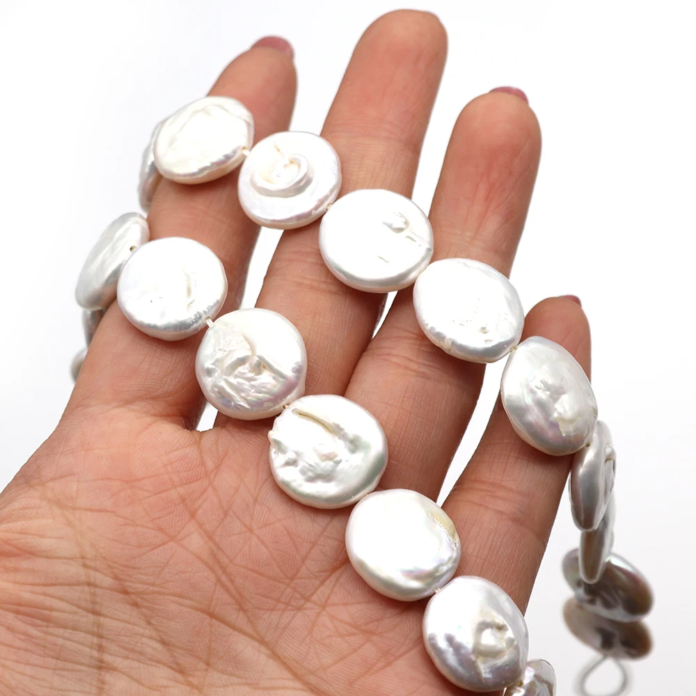 2-4 Pcs Natural Freshwater Pearl Button Shape Charm Fashion Ladies DIY Pearl Creative Necklace Bracelet Earring Jewelry 16-17mm